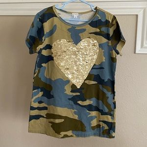 Girls J. Crew Crewcuts Camo Sequin Heart Tee